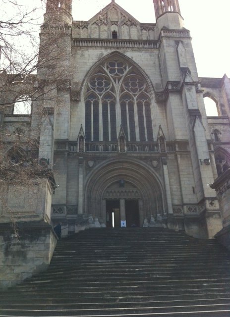 Walking up the steps to the Cathedral