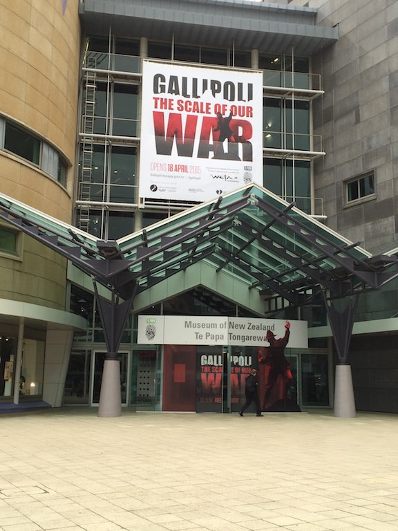 Gallipoli The Scale of Our War sign outside the Te Papa entrance
